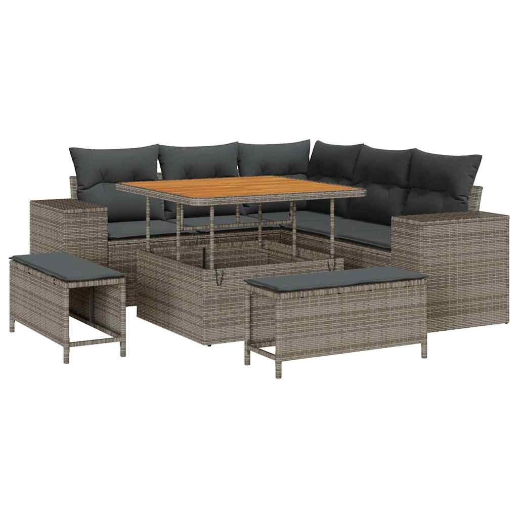 Zestaw Sof na Ogród z poduszką 8 pcs Szary 100 x 100 x 71 cm Lumarko!