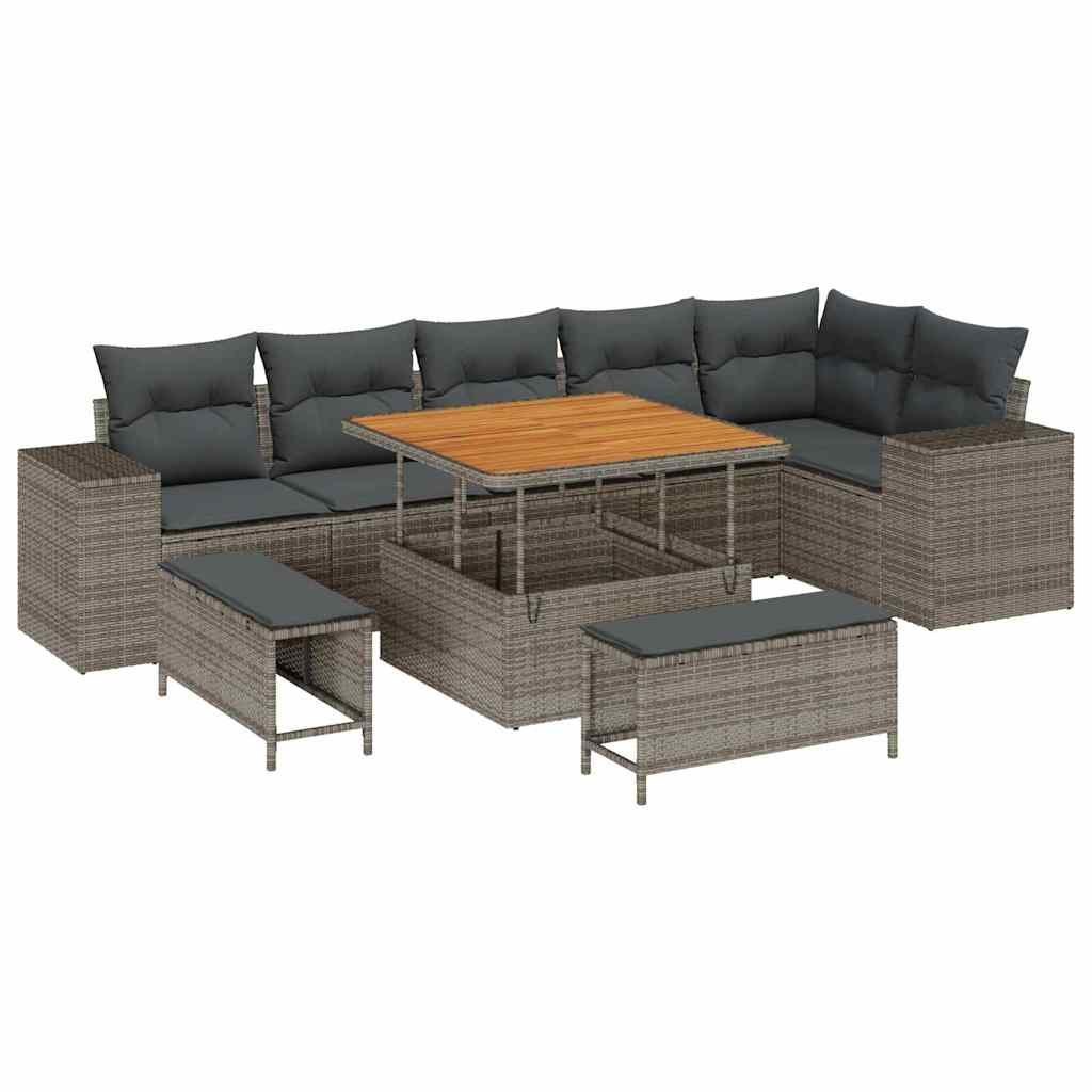 Zestaw Sof na Ogród z poduszką 9 pcs Szary 100 x 100 x 71 cm Lumarko!