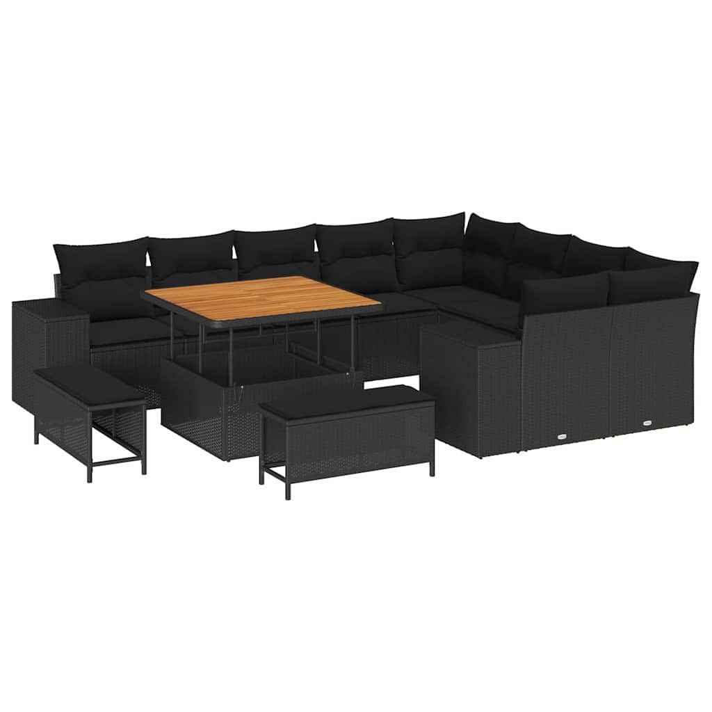 Zestaw Sof na Ogród z poduszką 12 pcs Czarny 100 x 100 x 71 cm Lumarko!