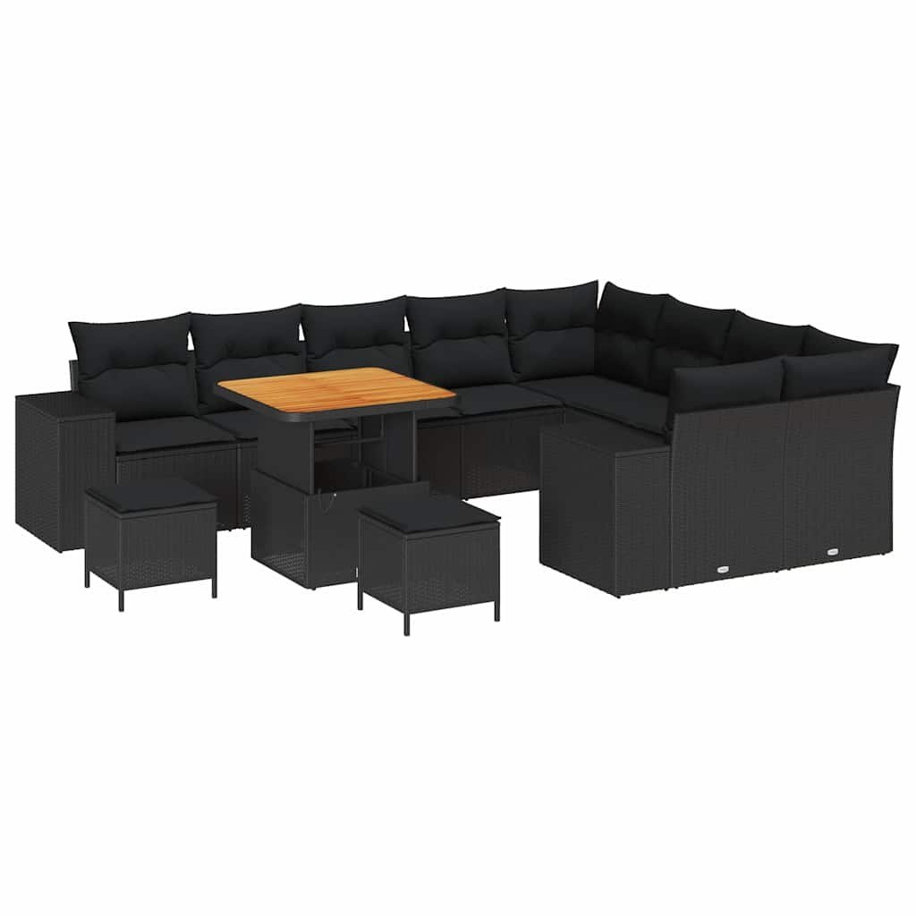 Zestaw Sof na Ogród z poduszką 12 pcs Czarny 80 x 80 x 71 cm Lumarko!