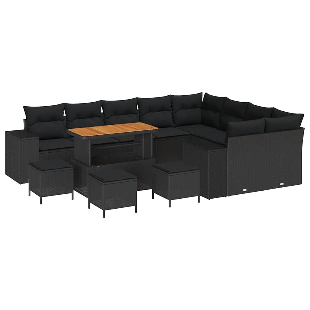 Zestaw Sof na Ogród z poduszką 13 pcs Czarny 110 x 55 x 71 cm Lumarko!