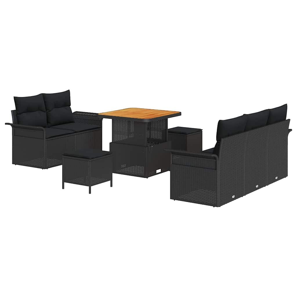 Zestaw Sof na Ogród z poduszką 8 pcs Czarny 80 x 80 x 71 cm Lumarko!