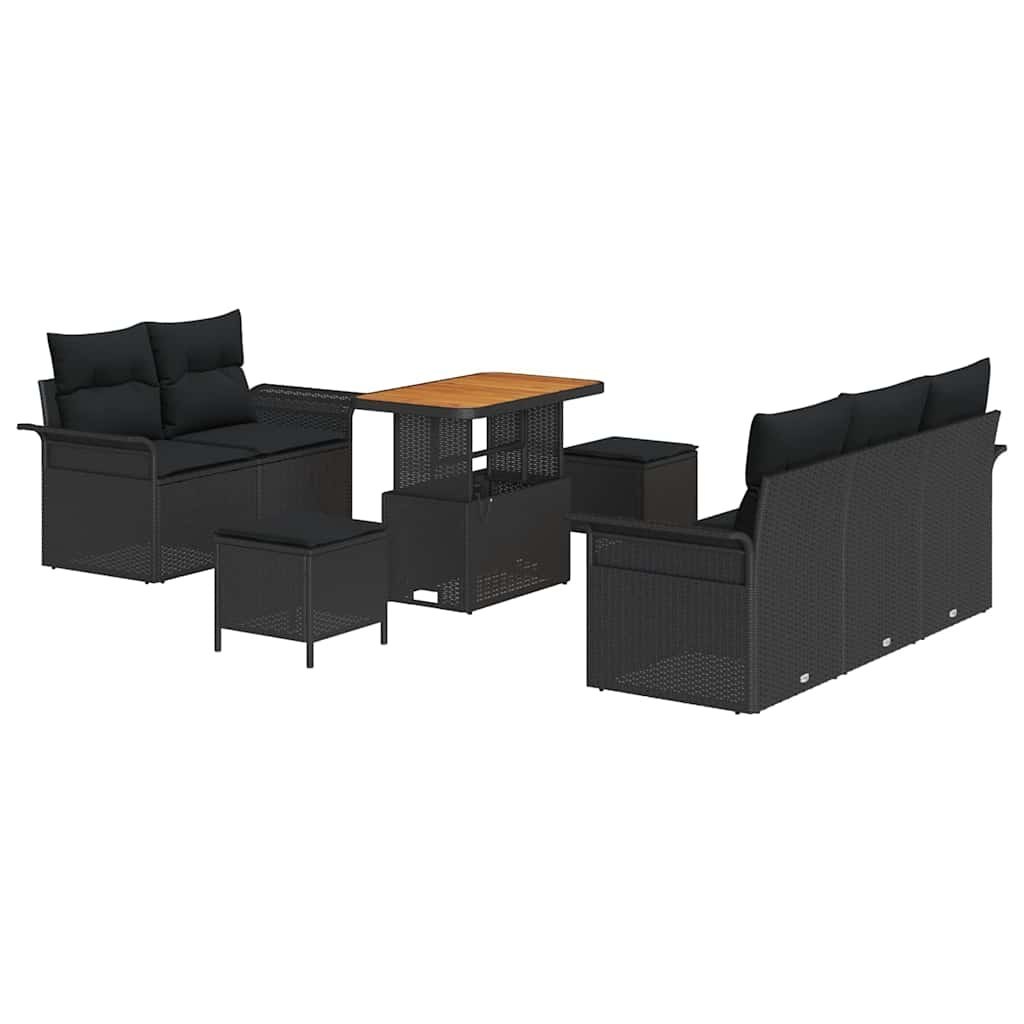 Zestaw Sof na Ogród z poduszką 8 pcs Czarny 90 x 55 x 71 cm Lumarko!
