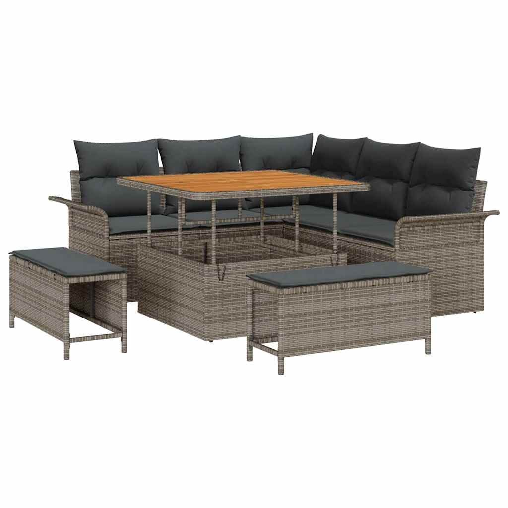 Zestaw Sof na Ogród z poduszką 8 pcs Szary 100 x 100 x 71 cm Lumarko!
