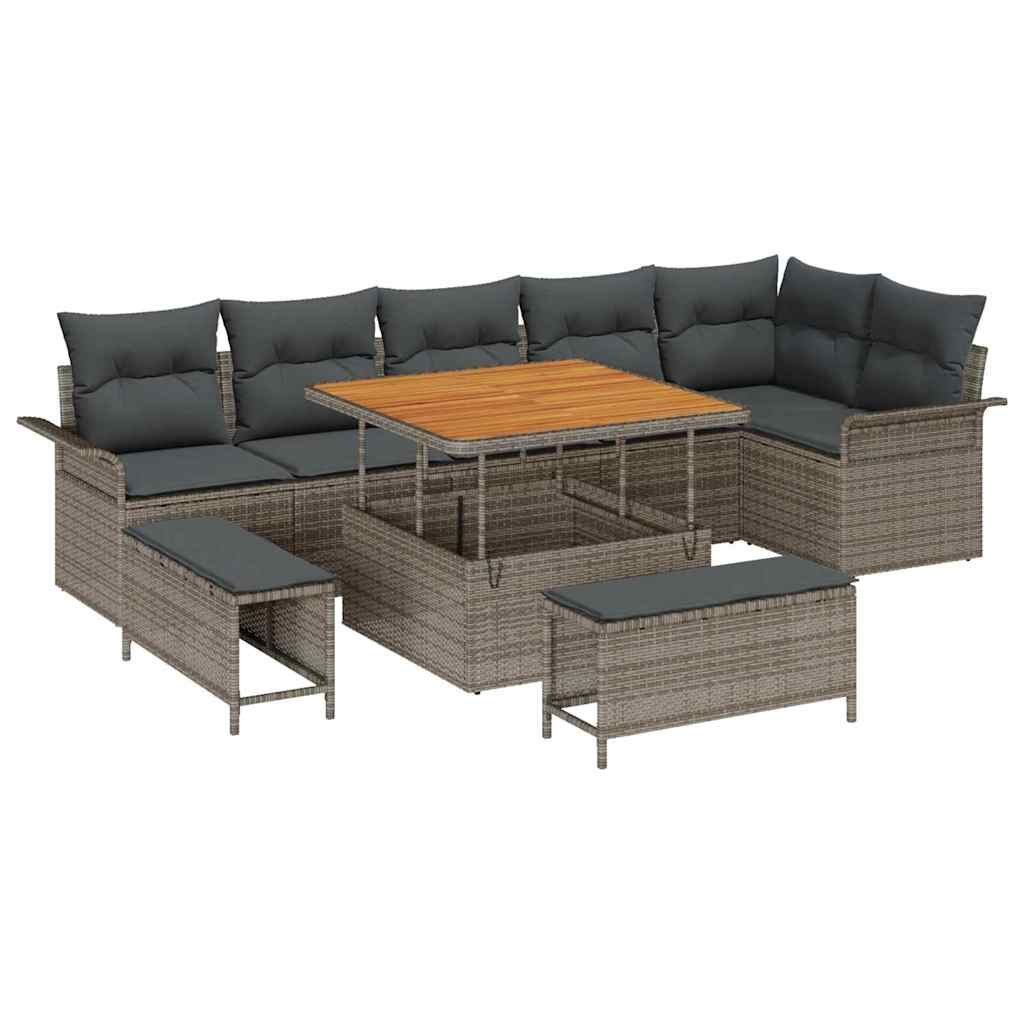 Zestaw Sof na Ogród z poduszką 9 pcs Szary 100 x 100 x 71 cm Lumarko!