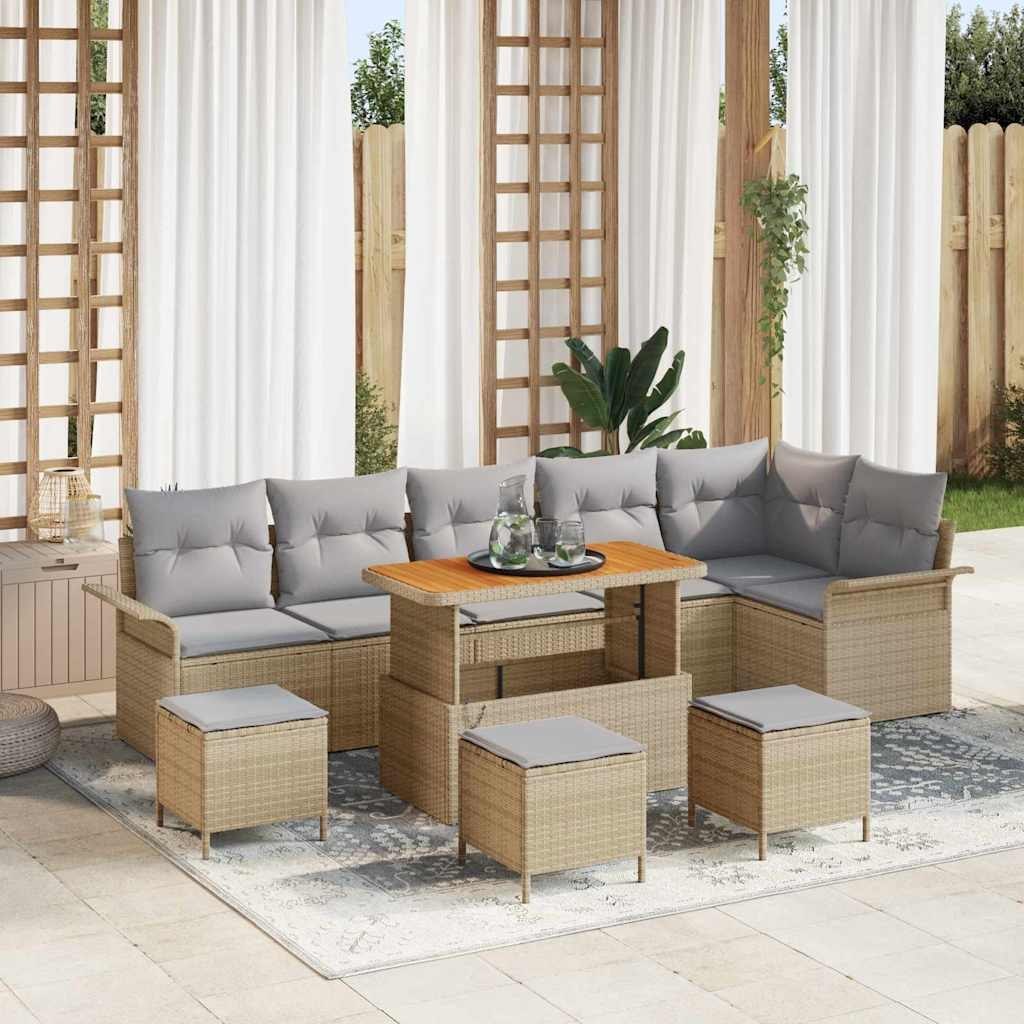 Zestaw Sof na Ogród 10 pcs Beżowy, jasnoszary 110 x 55 x 71 cm Lumarko!