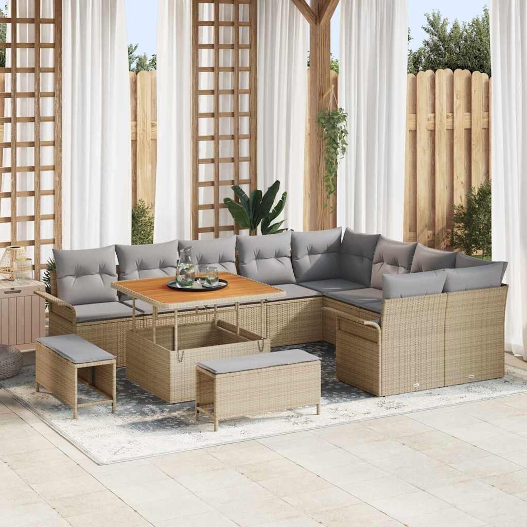 Zestaw Sof na Ogród 12 pcs Beżowy, jasnoszary 100 x 100 x 71 cm Lumarko!