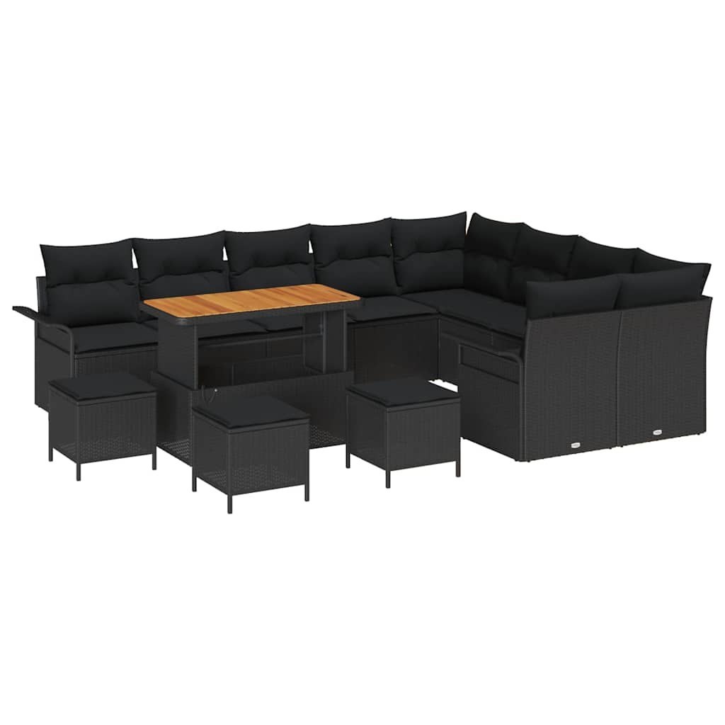 Zestaw Sof na Ogród z poduszką 13 pcs Czarny 110 x 55 x 71 cm Lumarko!