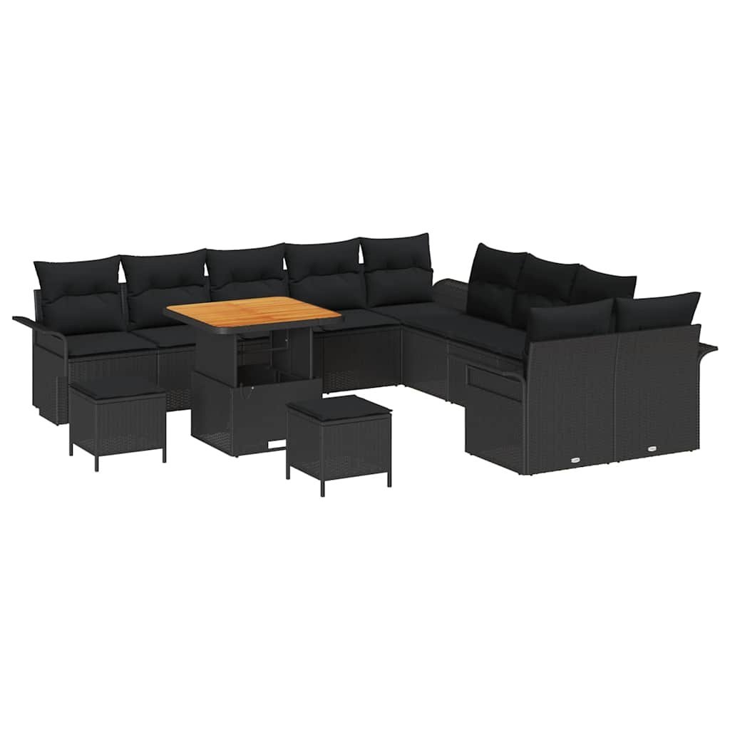 Zestaw Sof na Ogród z poduszką 13 pcs Czarny 80 x 80 x 71 cm Lumarko!