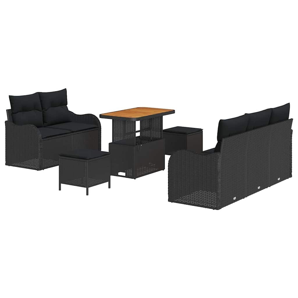 Zestaw Sof na Ogród z poduszką 8 pcs Czarny 90 x 55 x 71 cm Lumarko!