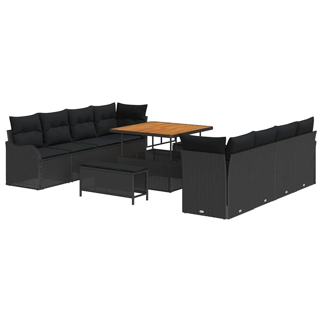 Zestaw Sof na Ogród z poduszką 11 pcs Czarny 100 x 100 x 71 cm Lumarko!