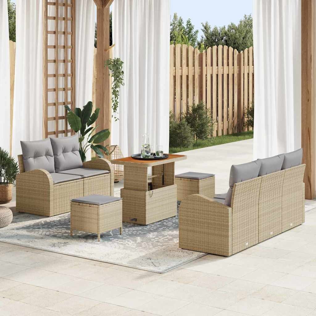Zestaw Sof na Ogród 8 pcs Beżowy, jasnoszary 90 x 55 x 71 cm Lumarko!