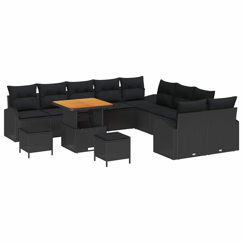 Zestaw Sof na Ogród z poduszką 13 pcs Czarny 80 x 80 x 71 cm Lumarko!