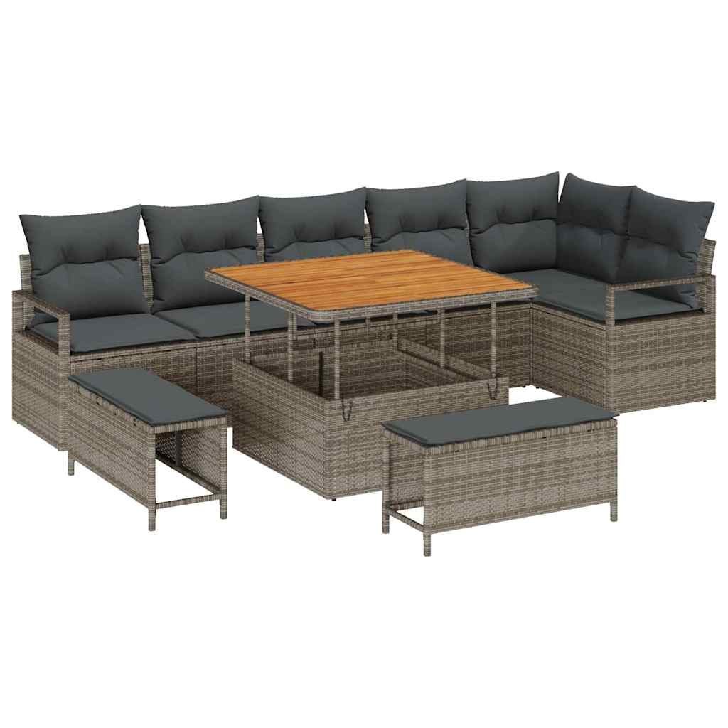 Zestaw Sof na Ogród z poduszką 9 pcs Szary 100 x 100 x 71 cm Lumarko!