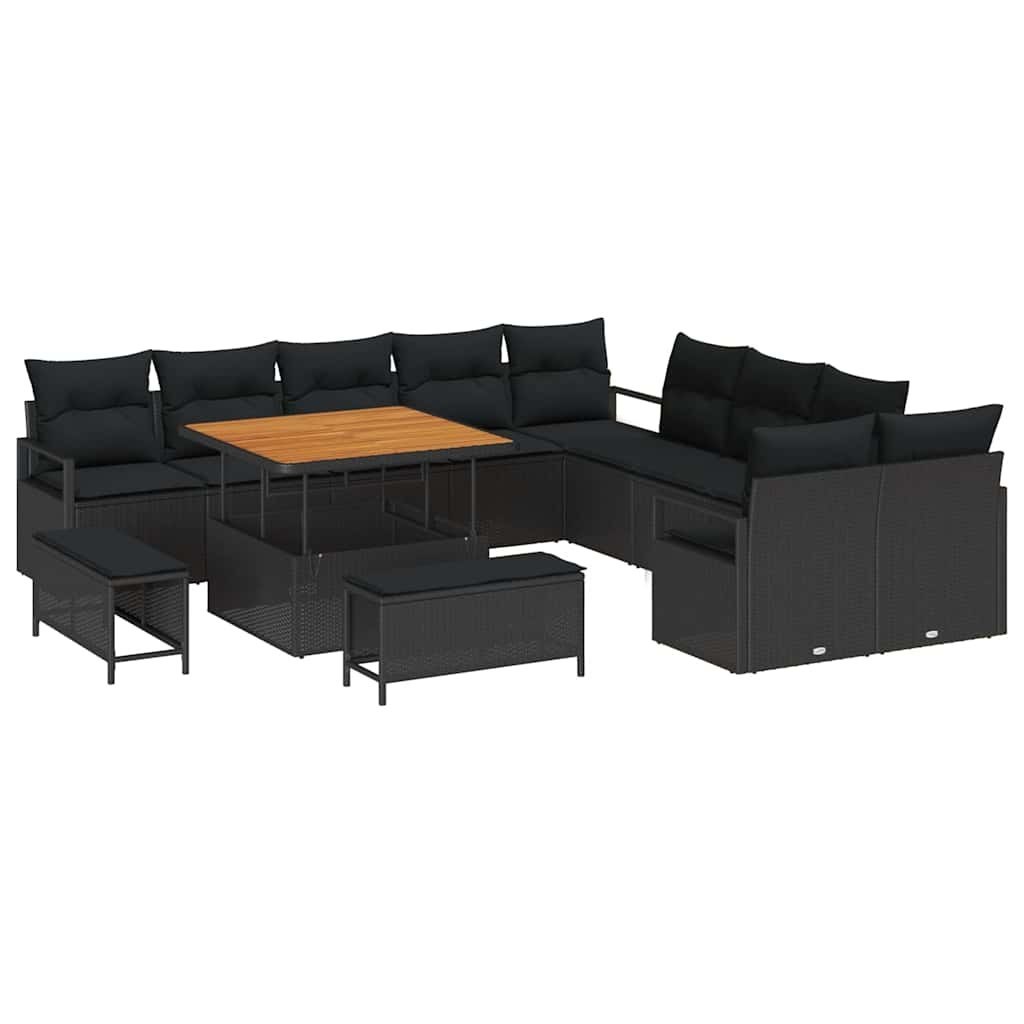 Zestaw Sof na Ogród z poduszką 13 pcs Czarny 100 x 100 x 71 cm Lumarko!