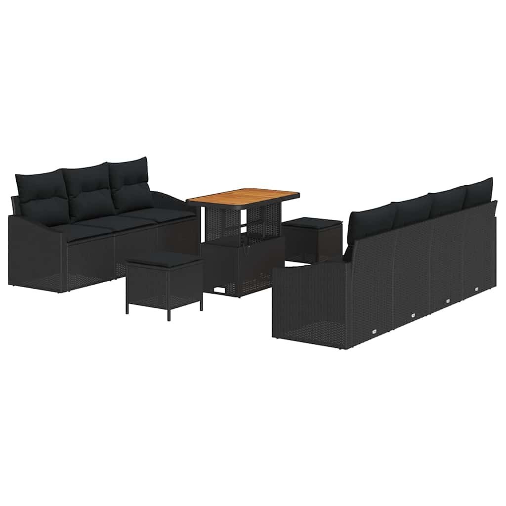 Zestaw Sof na Ogród z poduszką 10 pcs Czarny 90 x 55 x 71 cm Lumarko!