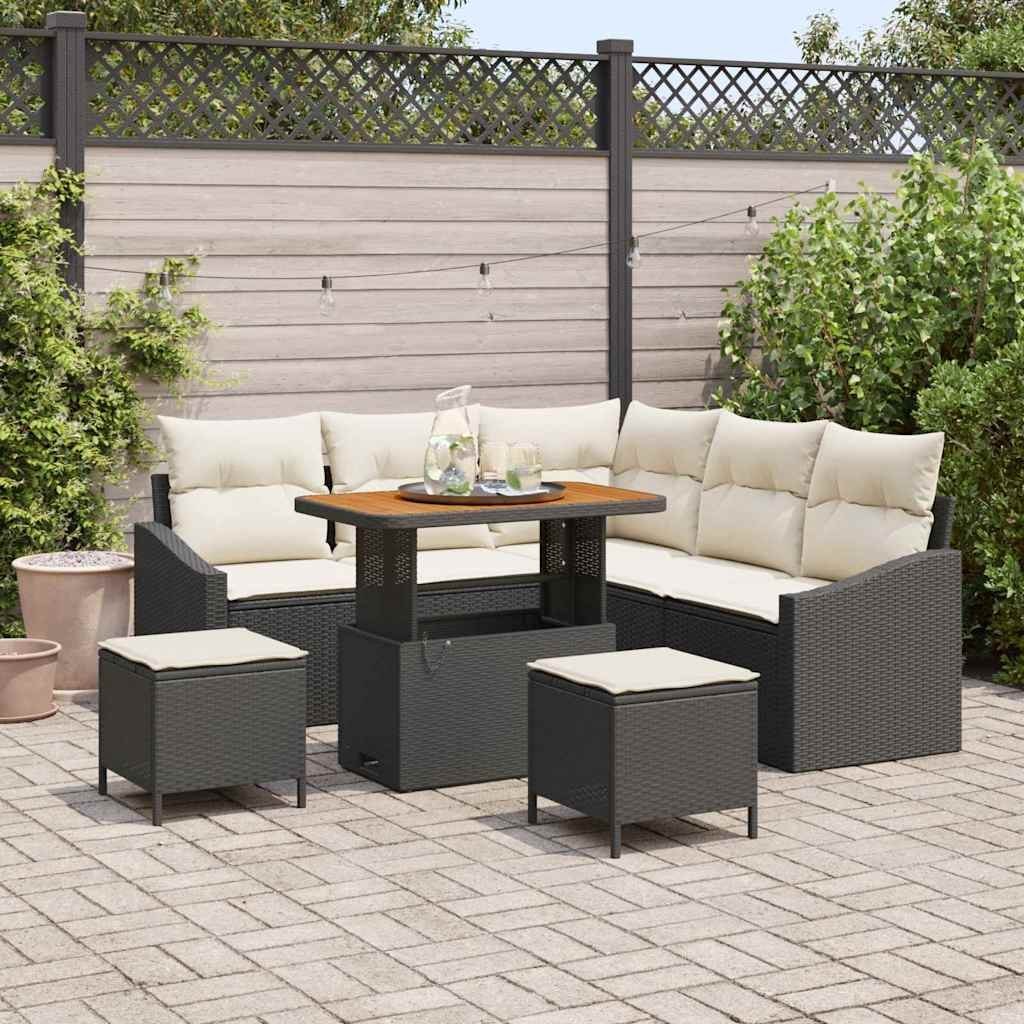 Zestaw Sof na Ogród 8 pcs Czarny, Kremowy 90 x 55 x 71 cm Lumarko!