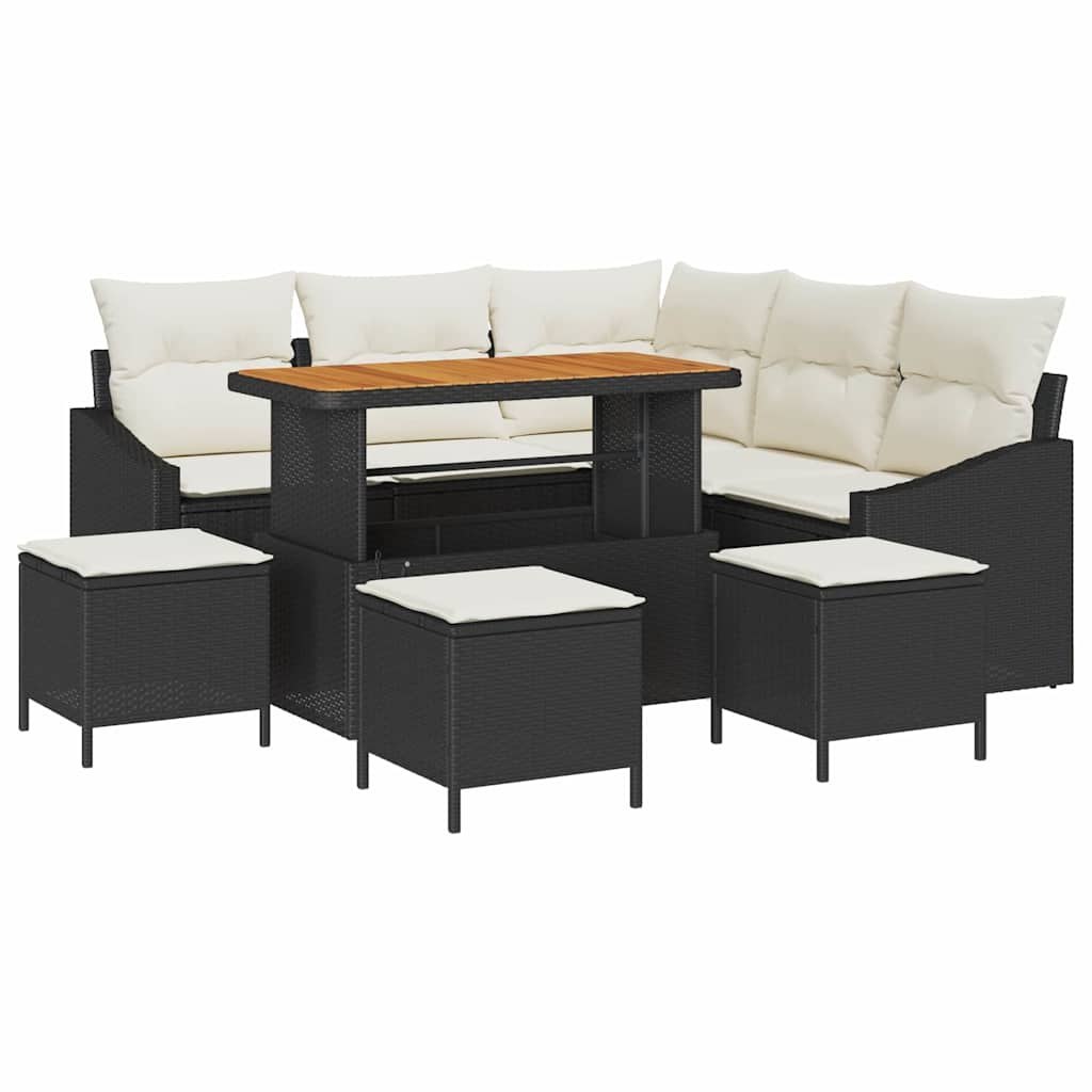 Zestaw Sof na Ogród 9 pcs Czarny, Kremowy 110 x 55 x 71 cm Lumarko!
