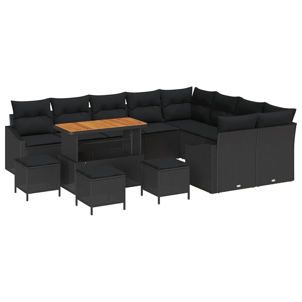 Zestaw Sof na Ogród z poduszką 13 pcs Czarny 110 x 55 x 71 cm Lumarko!