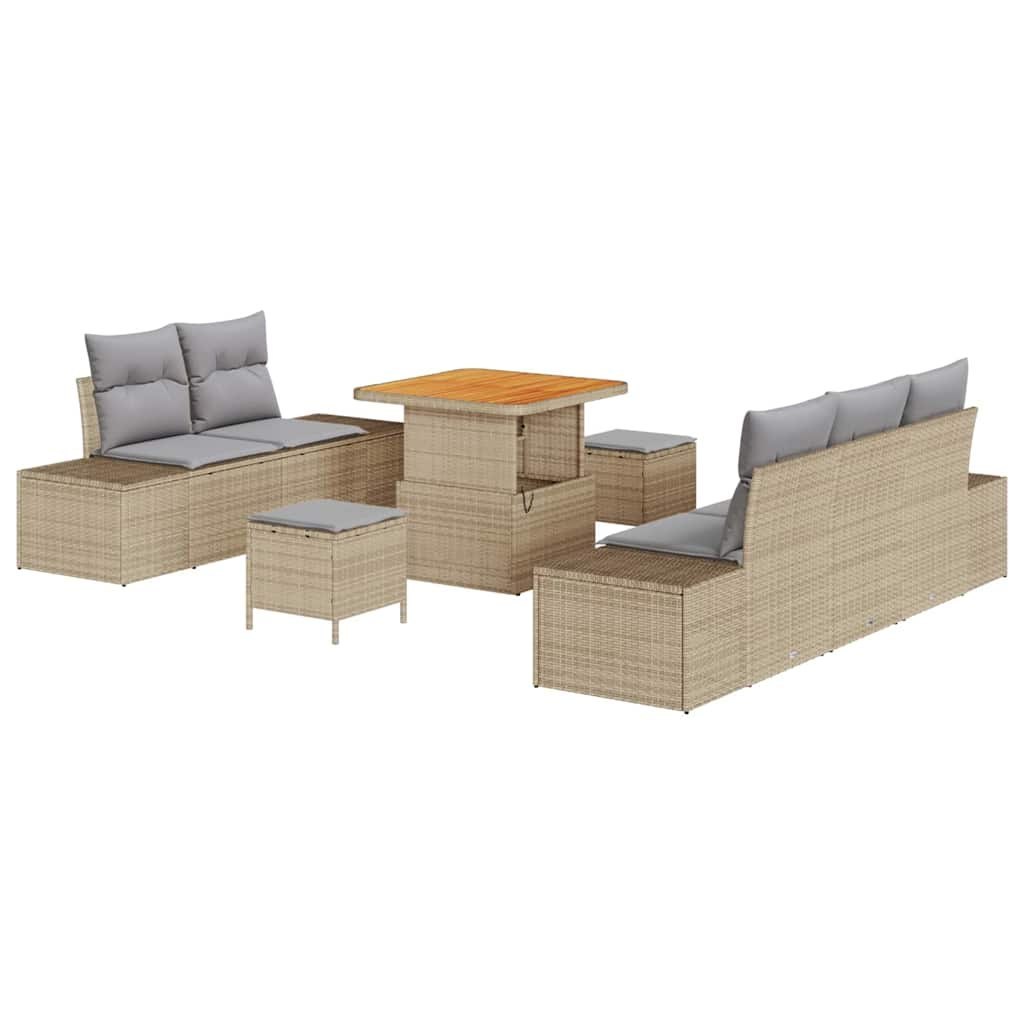 Zestaw 8-elementowy sofa ogrodowa z poduszkami Beżowy Rattan Lumarko!