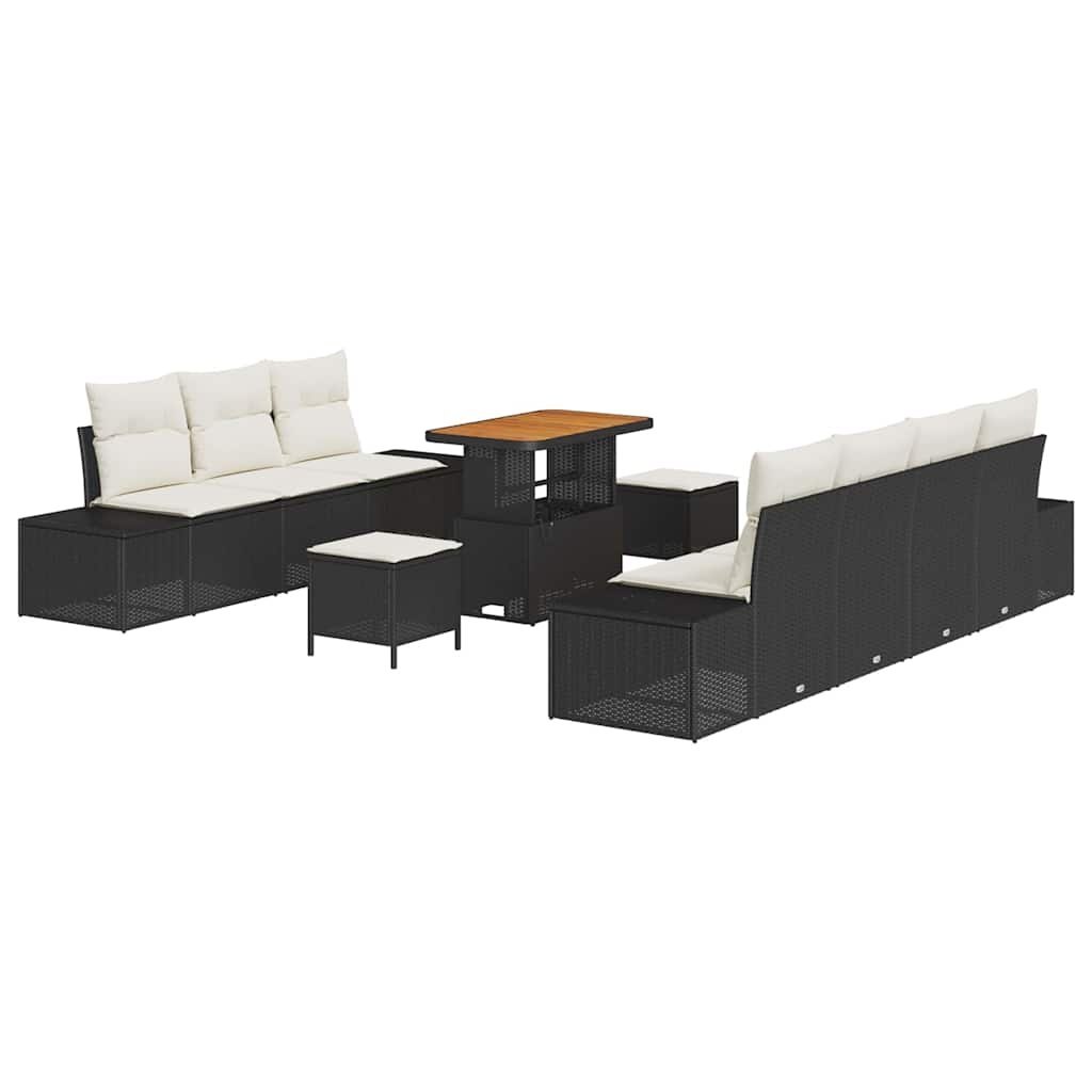 Zestaw Sof na Ogród 10 pcs Czarny, Kremowy 90 x 55 x 71 cm Lumarko!