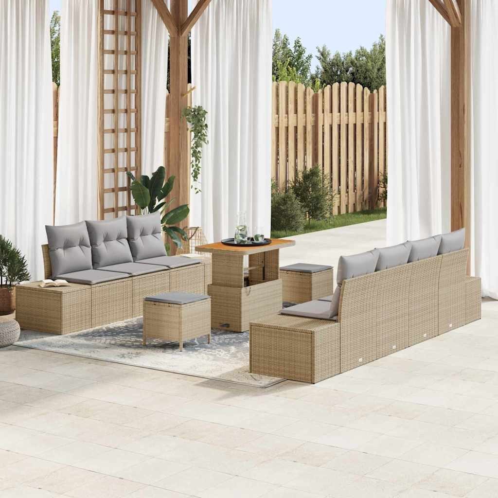 Zestaw Sof na Ogród 10 pcs Beżowy, jasnoszary 90 x 55 x 71 cm Lumarko!