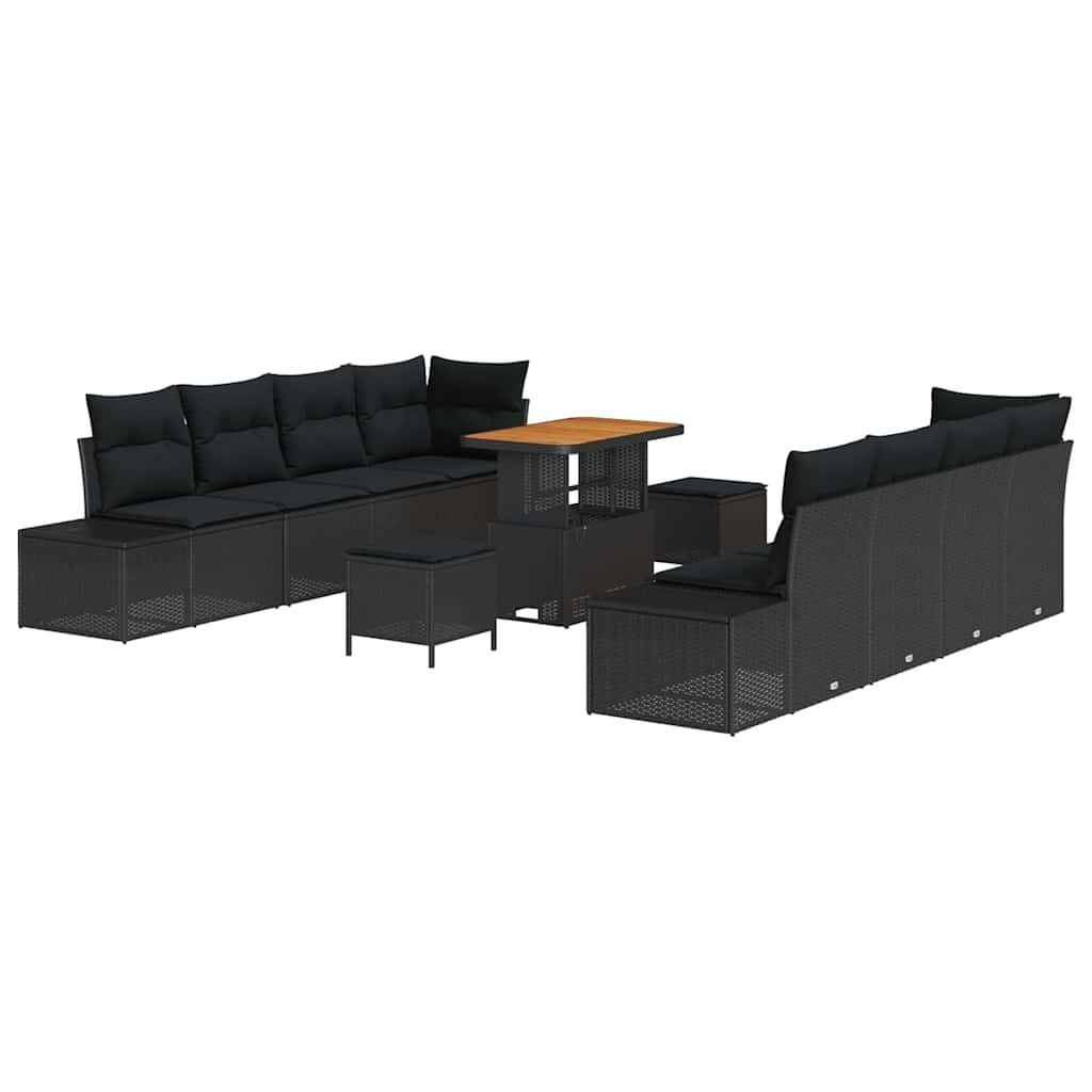 Zestaw Sof na Ogród z poduszką 11 pcs Czarny 90 x 55 x 71 cm Lumarko!
