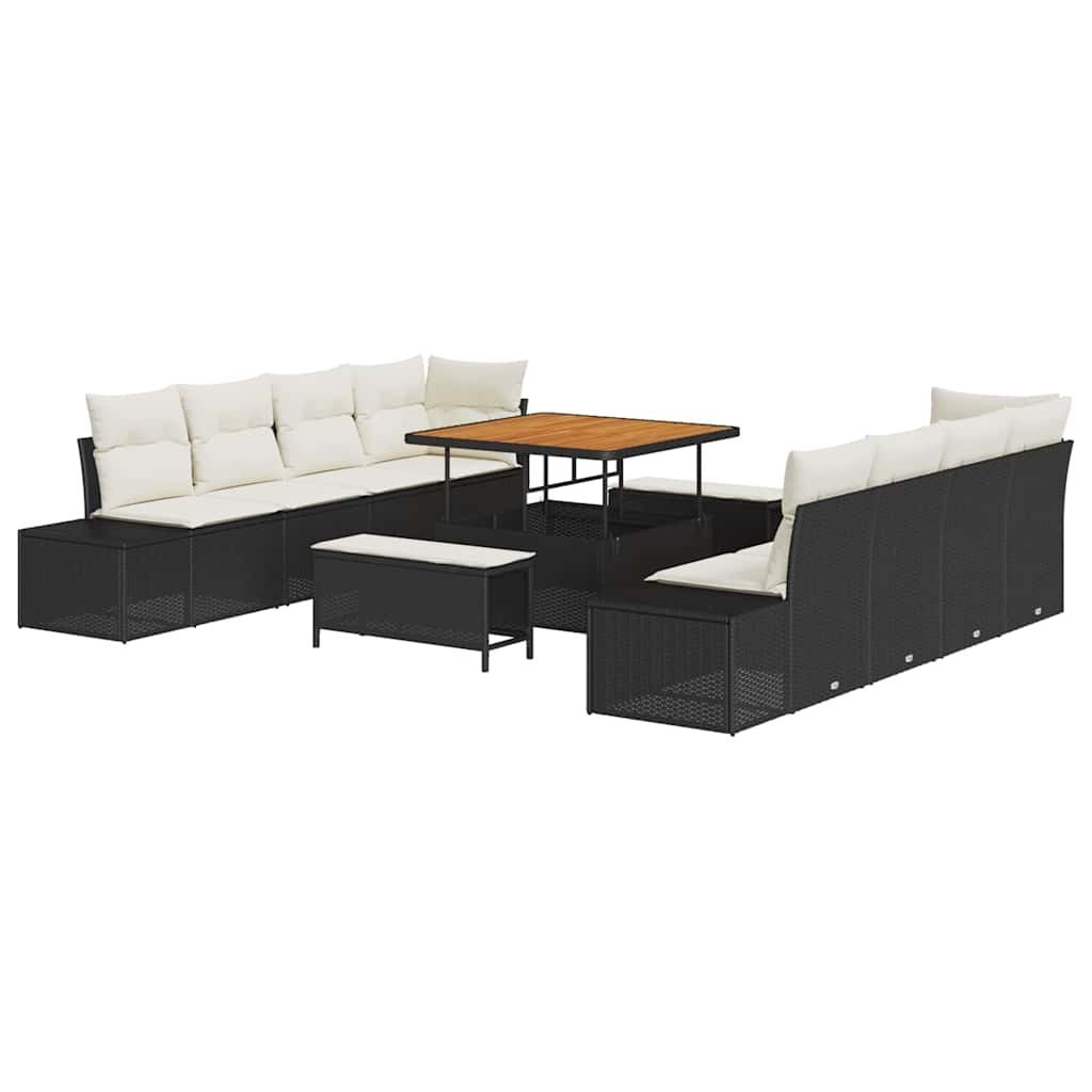 Zestaw Sof na Ogród 11 pcs Czarny, Kremowy 100 x 100 x 71 cm Lumarko!