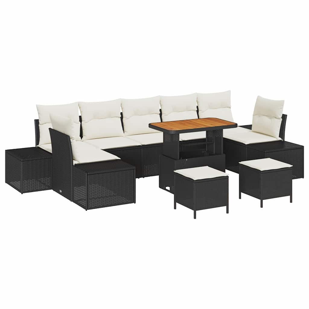 Zestaw Sof na Ogród 10 pcs Czarny, Kremowy 90 x 55 x 71 cm Lumarko!