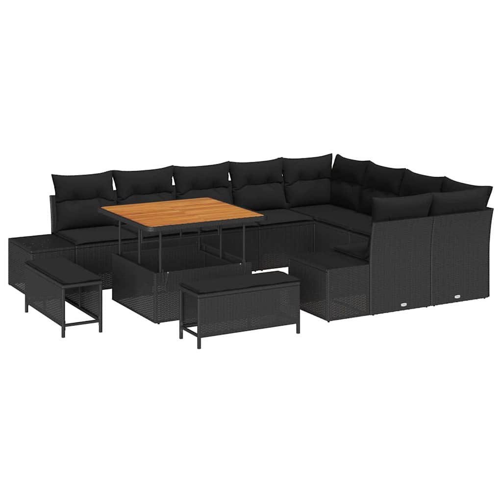 Zestaw Sof na Ogród z poduszką 12 pcs Czarny 100 x 100 x 71 cm Lumarko!