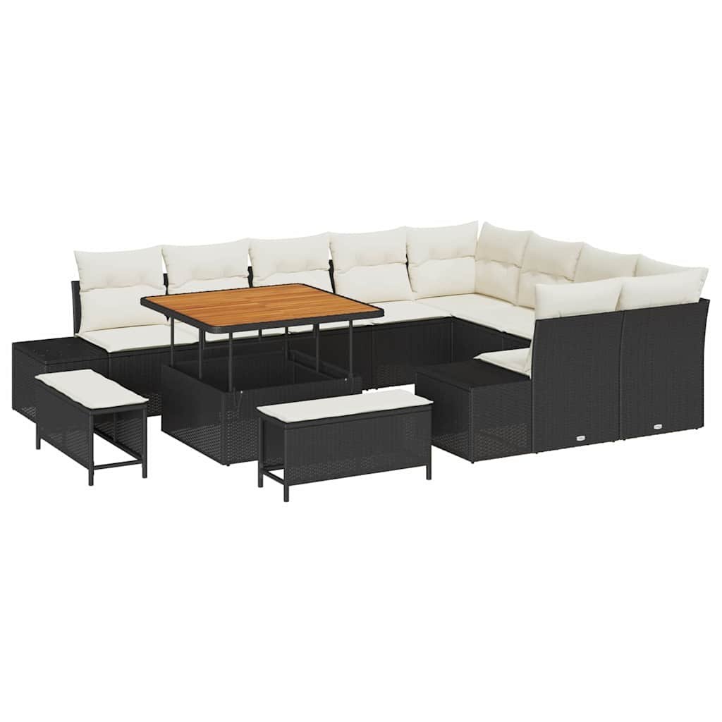 Zestaw Sof na Ogród 12 pcs Czarny, Kremowy 100 x 100 x 71 cm Lumarko!