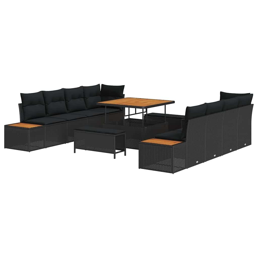 Zestaw Sof na Ogród z poduszką 11 pcs Czarny 100 x 100 x 71 cm Lumarko!