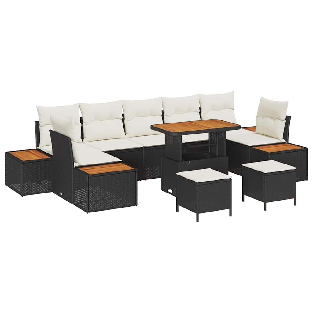 Zestaw Sof na Ogród 10 pcs Czarny, Kremowy 90 x 55 x 71 cm Lumarko!