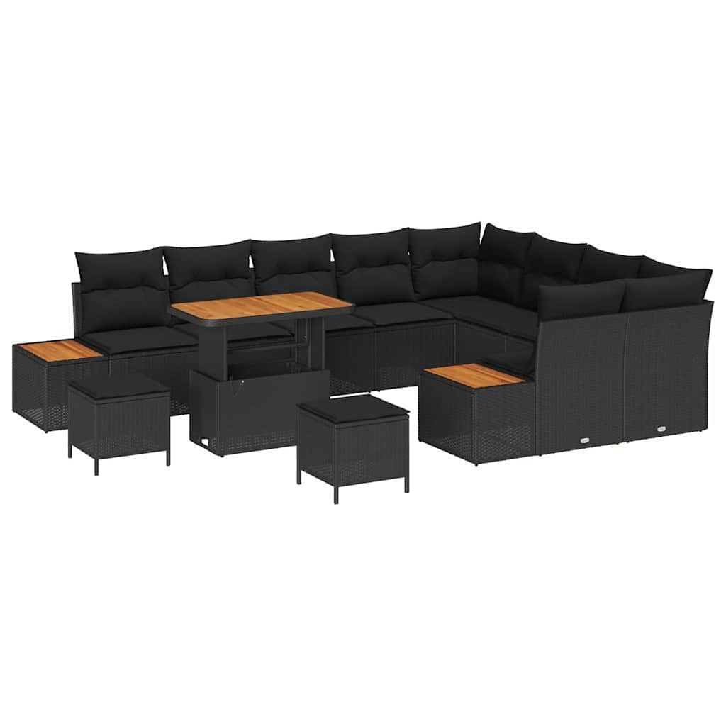 Zestaw Sof na Ogród z poduszką 12 pcs Czarny Polirattan Lumarko!