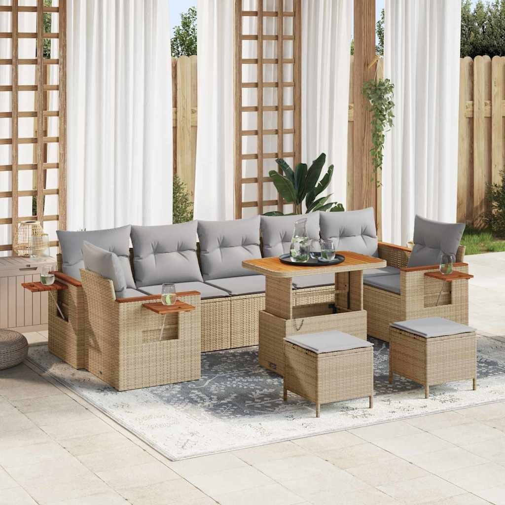 Zestaw Sof na Ogród 10 pcs Beżowy 90 x 55 x 71 cm Polirattan Lumarko!
