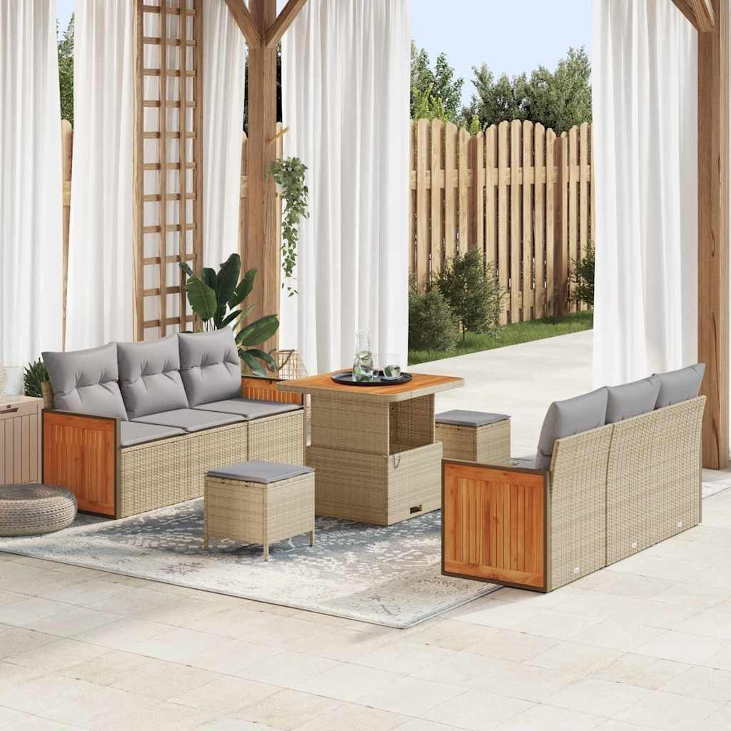 Zestaw Sof na Ogród 9 pcs Beż, jasnoszary 80 x 80 x 71 cm Lumarko!
