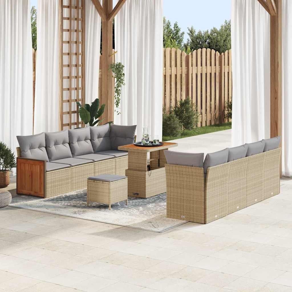 Zestaw Sof na Ogród 11 pcs Beżowy 90 x 55 x 71 cm polirattan Lumarko!