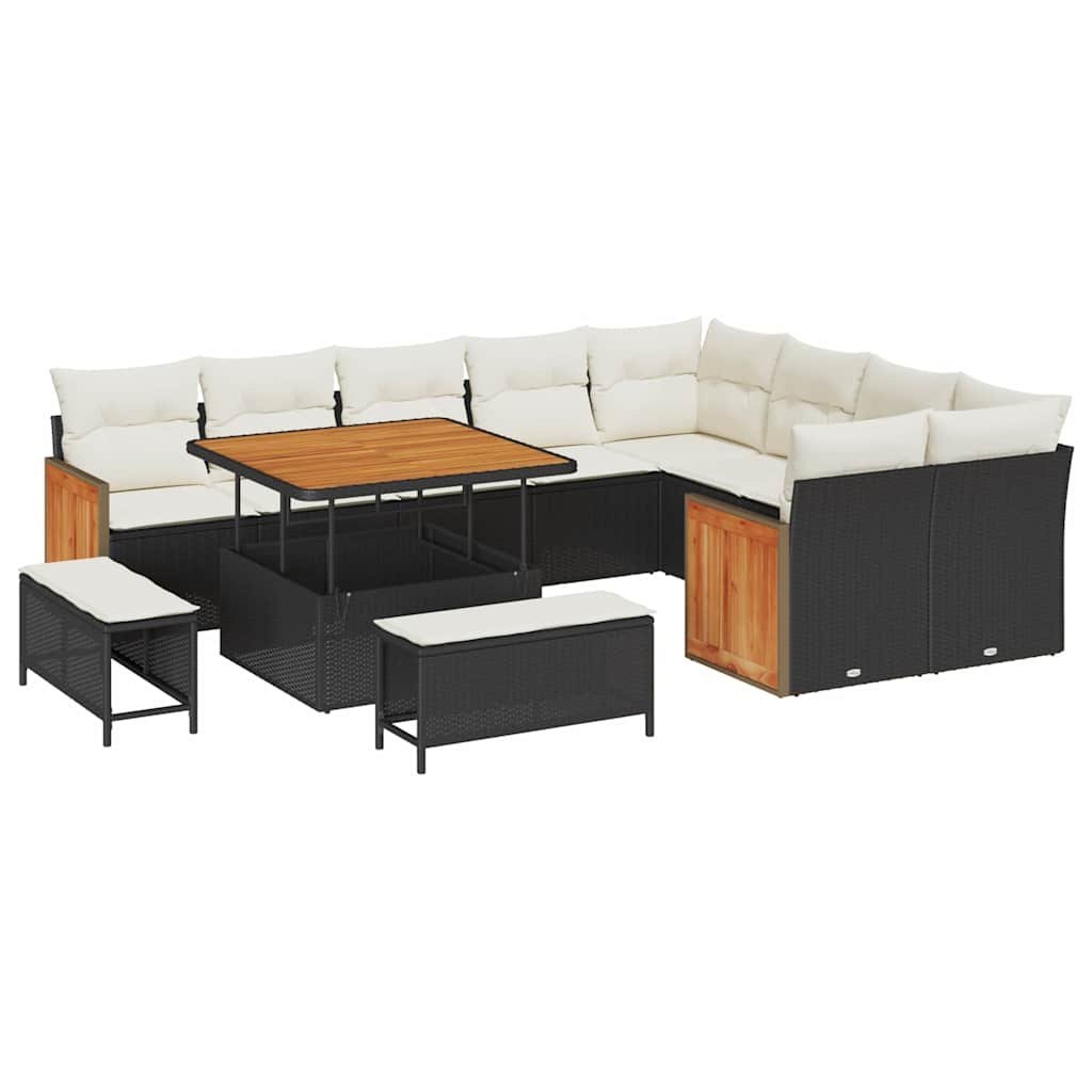 Zestaw Sof na Ogród 12 pcs Czarny, Kremowy 100 x 100 x 71 cm Lumarko!