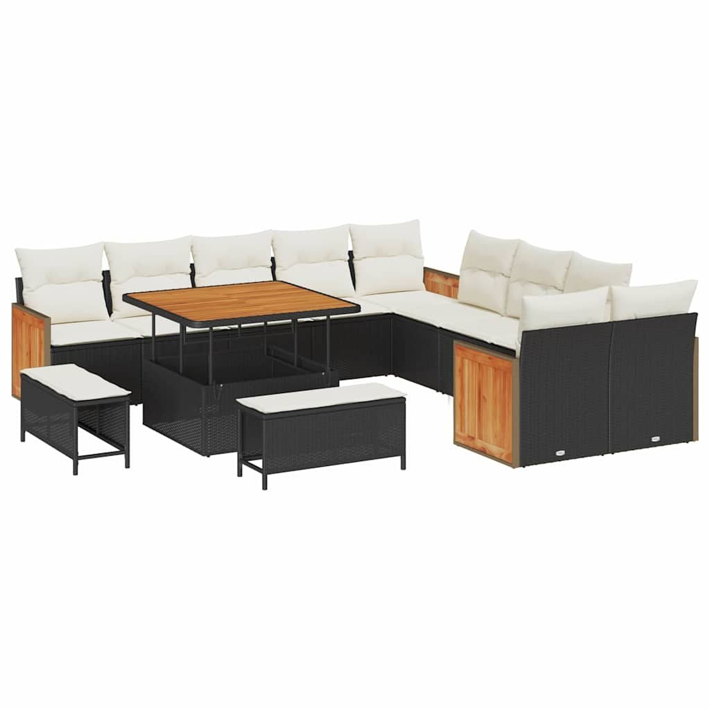 Zestaw Sof na Ogród 13 pcs Czarny, Kremowy 100 x 100 x 71 cm Lumarko!