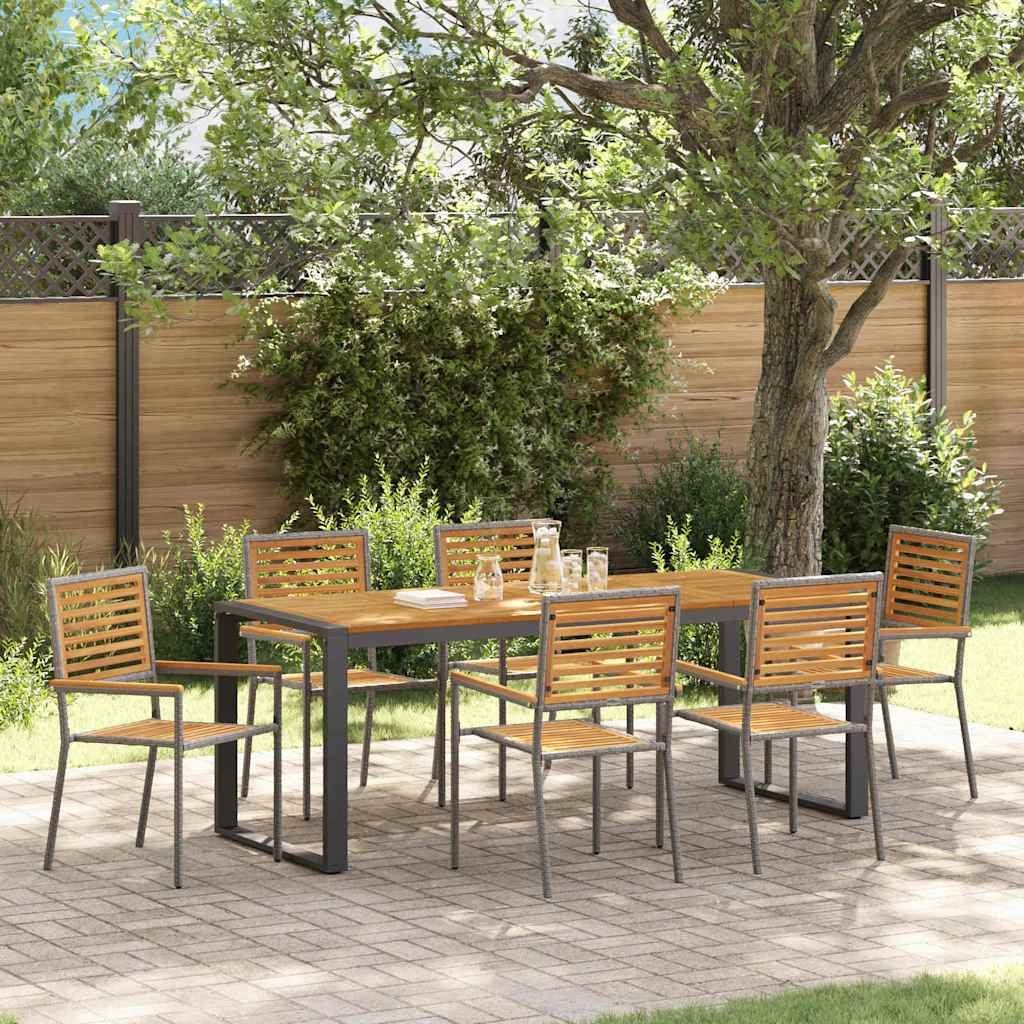 Zestaw do jadalni w ogrodzie 7 pcs Szary 200 x 80 x 75 cm Lumarko!