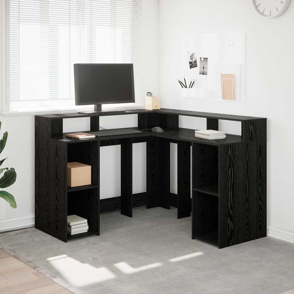 Biurko Czarny dąb 130x130x91 cm Materiał drewnopochodny Lumarko!