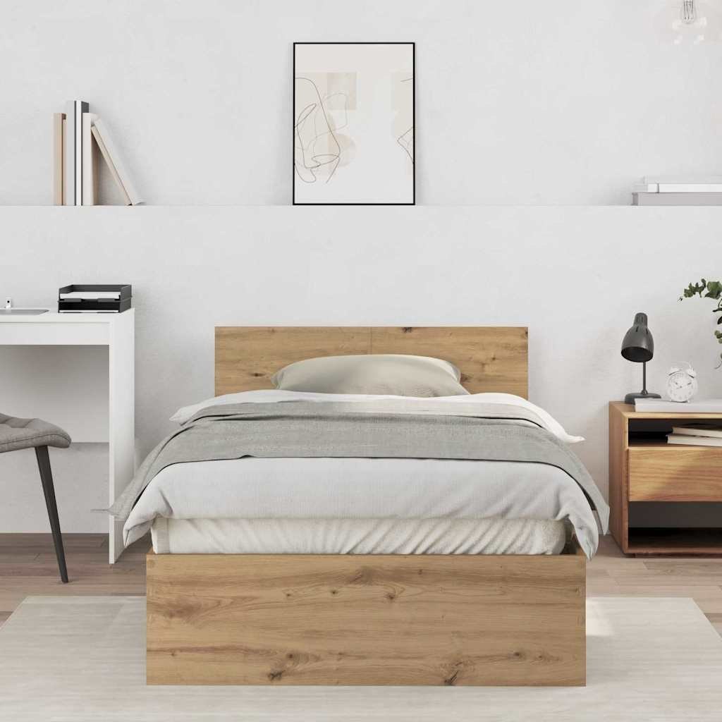 Rama łóżka z wezgłowiem Dąb rzemieślniczy 100 x 200 cm Lumarko!