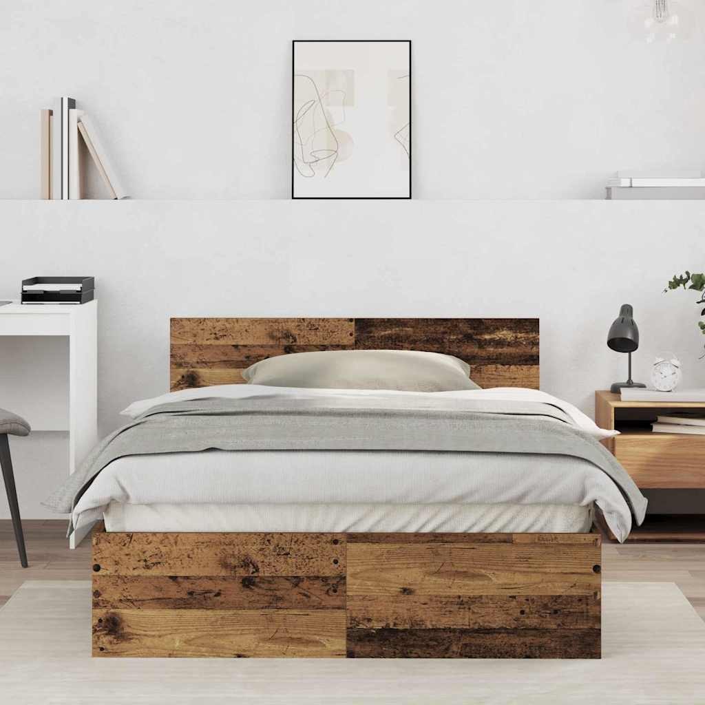 Rama łóżka z wezgłowiem Z zagłówkiem Stare drewno 120 x 190 cm Lumarko!