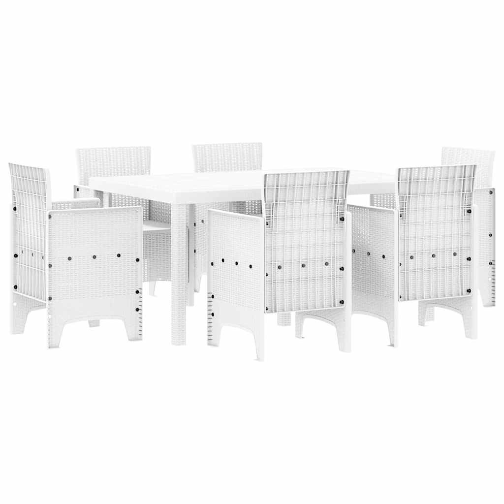 Zestaw do jadalni w ogrodzie 7 pcs Biały Rattan Polt Lumarko!