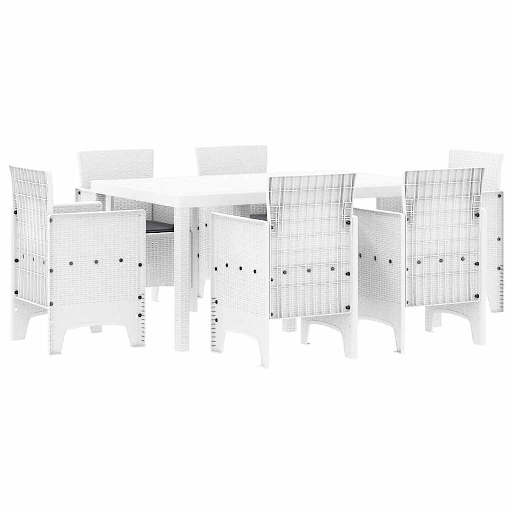 Zestaw do jadalni w ogrodzie 7 pcs Biały Rattan Polt Lumarko!