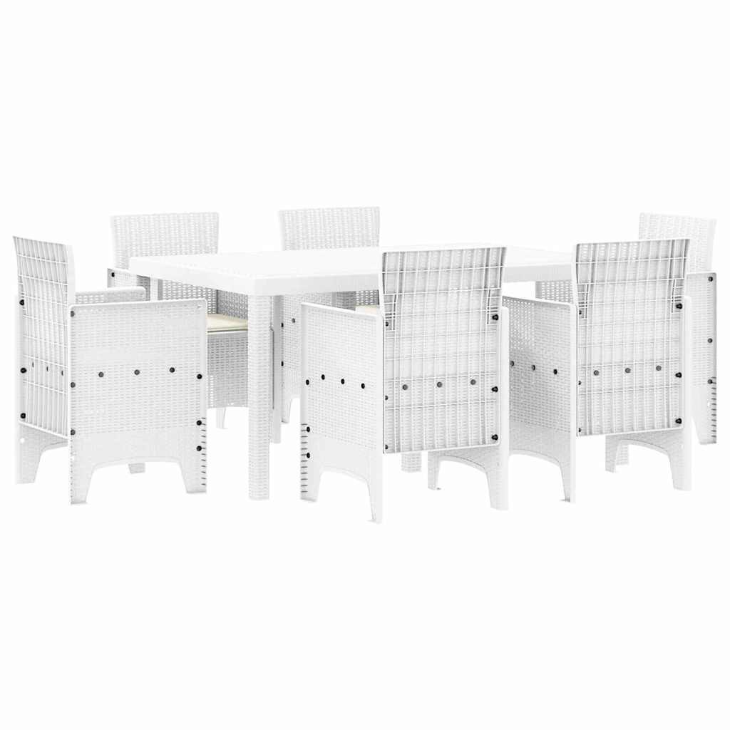 Zestaw do jadalni w ogrodzie 7 pcs Biały Rattan Polt Lumarko!