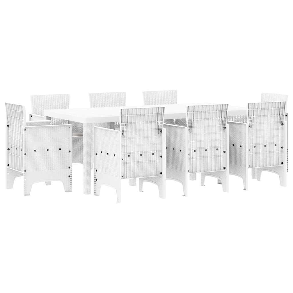 Zestaw do jadalni w ogrodzie 9 pcs Biały Rattan Polt Lumarko!