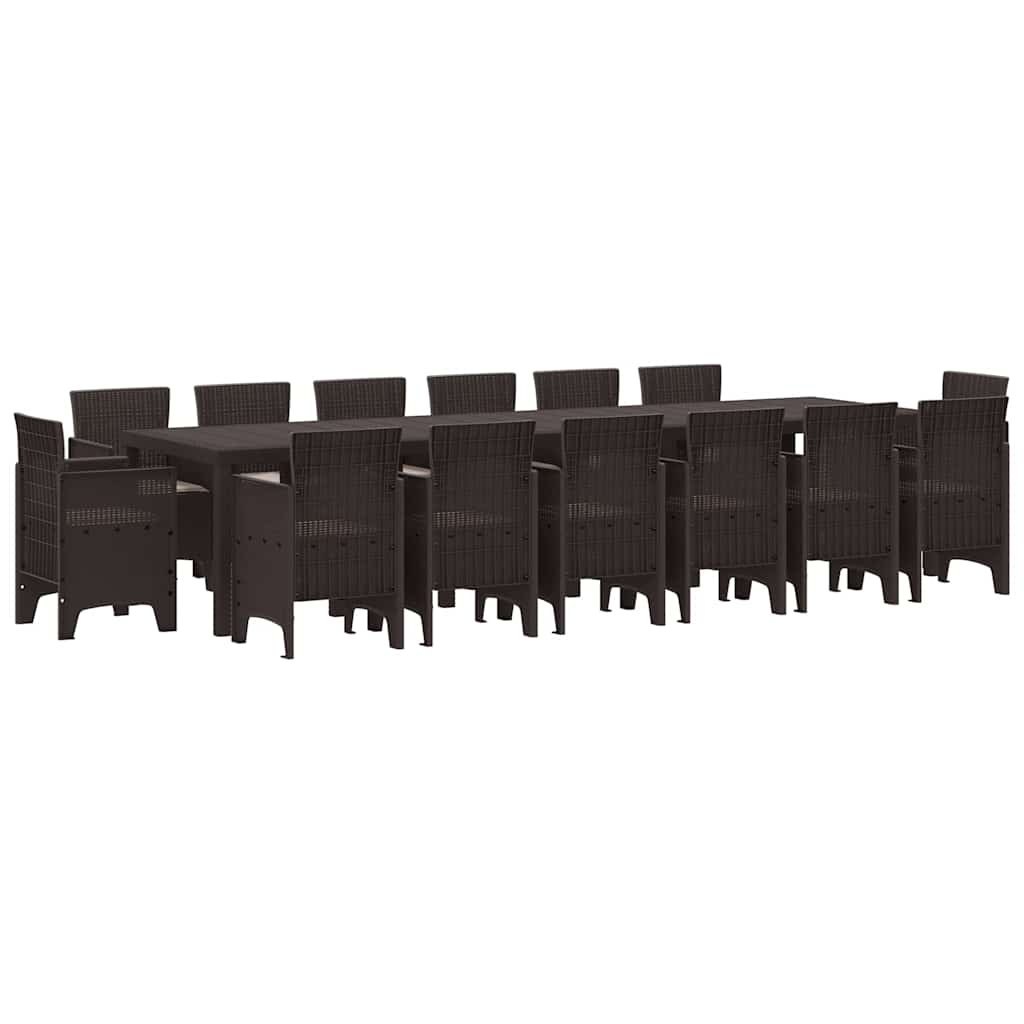 Zestaw do jadalni w ogrodzie 15 pcs Brązowy Rattan Polt Lumarko!
