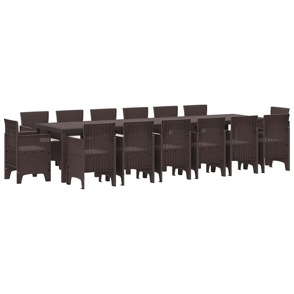 Zestaw do jadalni w ogrodzie 15 pcs Brązowy Rattan Polt Lumarko!