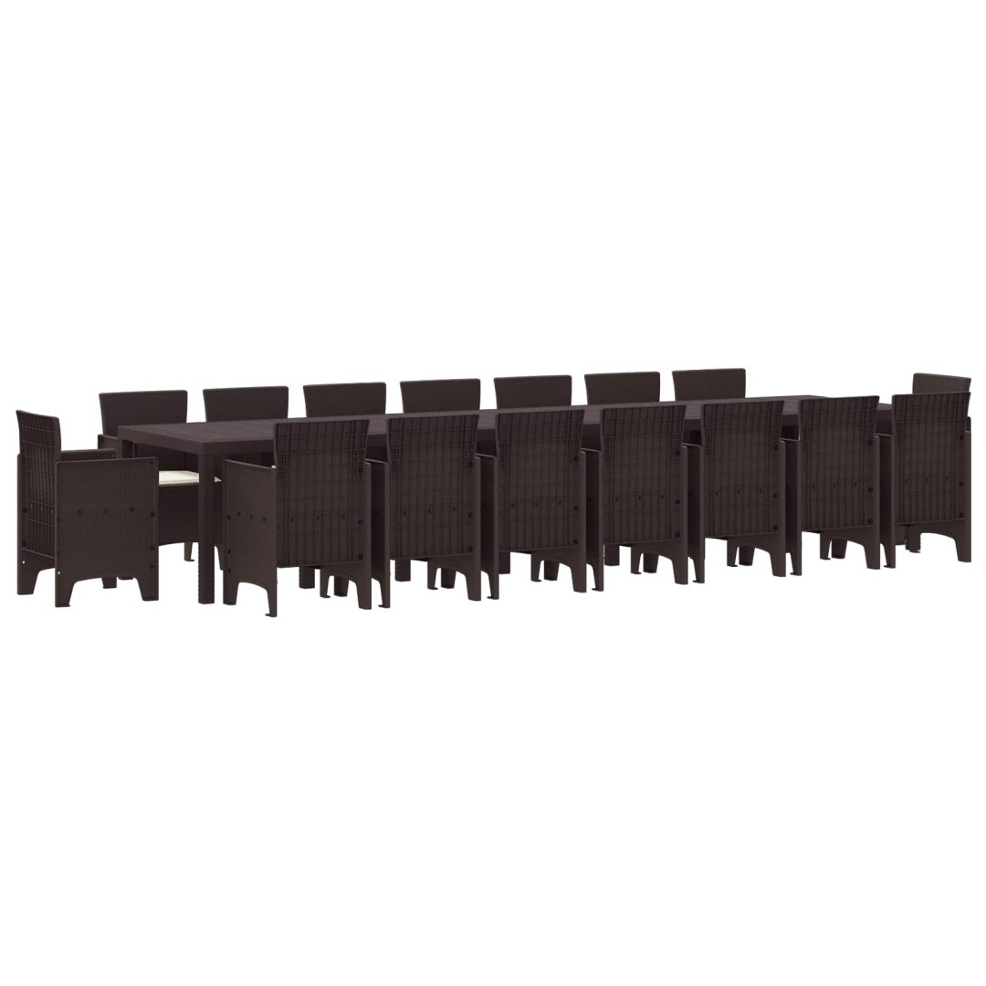 Zestaw do jadalni w ogrodzie 17 pcs Brązowy Rattan Polt Lumarko!